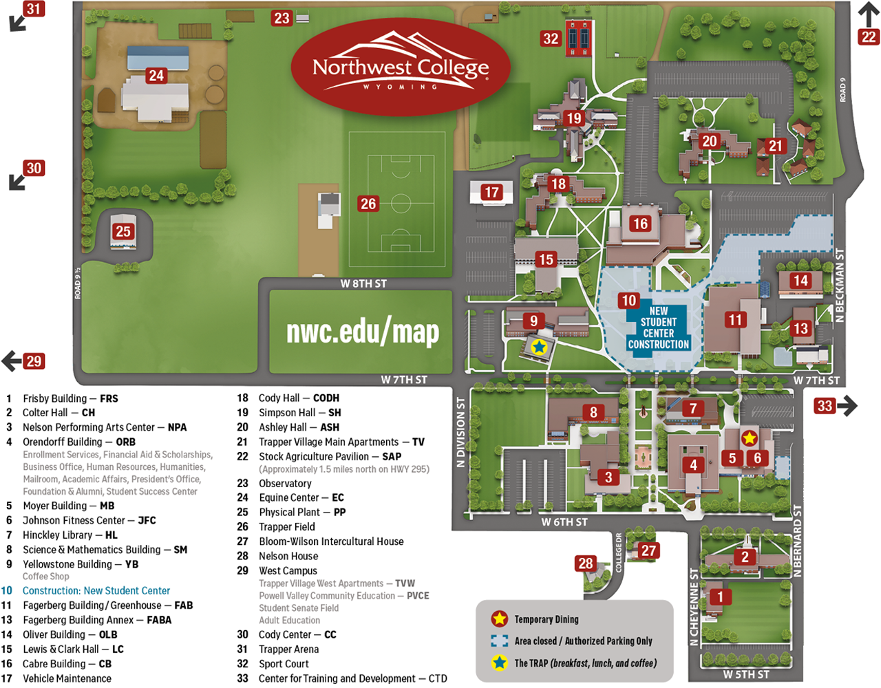 Campus Map with construction areas defined - February 2024