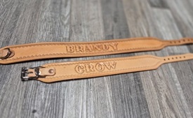 hand stamped leather dog collars
